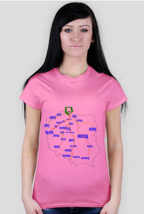 Lustrzana wersja mapy Polski - koszulka damska
