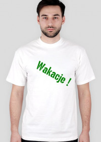 Biały T-shirt z napisem Wakacje !