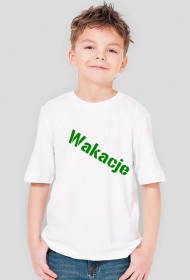 Biały T-shirt dla chłopca z napisem Wakacje !