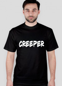 Czrny T-shirt z białym napisem Creeper