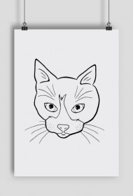 Line art - głowa kota