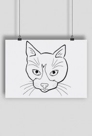 Line art - głowa kota