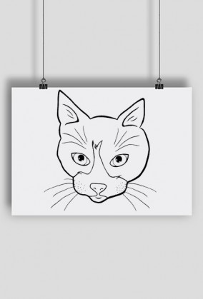 Line art - głowa kota