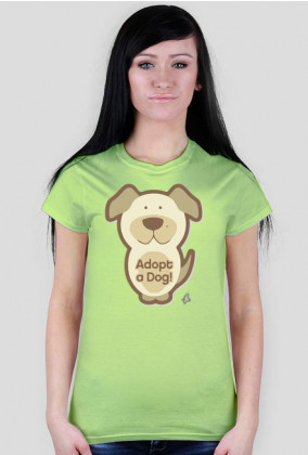 BasiaTheDog - T-Shirt damski "Adopt a Dog"