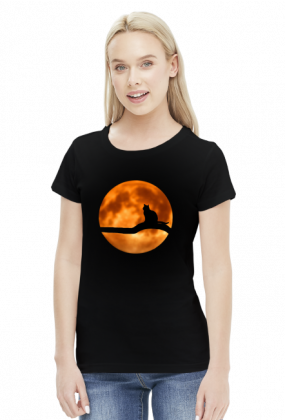 Koszulka damska (kot na tle księżyca)