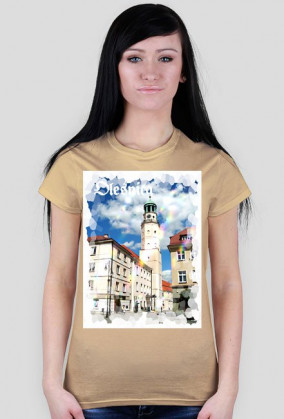 Koszulka ladies havy biala Pozdrowienia z Olesnicy Rynek Ratusz