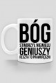 Kubek z nadrukiem "Bóg stworzył niewielu geniuszy, reszta to praworęczni"