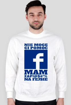 fabebook bluza biala niebieski napis
