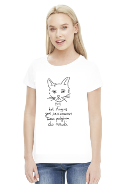 Koszulka biała - ZAŻENOWANY KOT ANGENS ♀