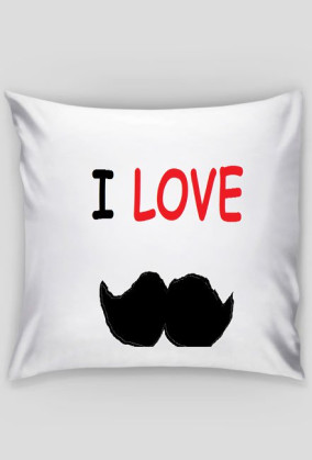 Biała poduszka z nadrukiem.