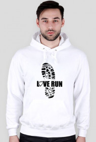 bluza biała męska z kapturem "love run"