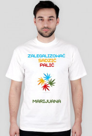 Koszulka biała - 4 kolory cannabis geometry : zalegalizować sadzić palić marijuana