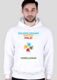 Bluza biała męska z kapturem - 4 kolory cannabis geometry : zalegalizować sadzić palić marijuana