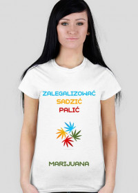Koszulka damska biała - 4 kolory cannabis geometry : zalegalizować sadzić palić marijuana