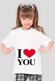 Koszulka dziewczęca z nadrukiem "I <3 You".