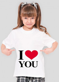 Koszulka dziewczęca z nadrukiem "I <3 You".