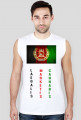 Koszulka męska bez rękawów biała - Afganistan gun 20 : legalis marketis cannabis