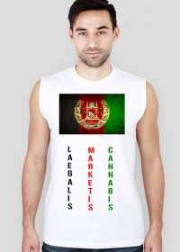 Koszulka męska bez rękawów biała - Afganistan gun 20 : legalis marketis cannabis