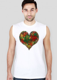 Koszulka męska bez rękawów biała - Marijuana Heart Kingsthing : MAŁYSZ 13 ADAMDASMRED