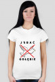T-shirt damski biały - J*bać gołębie - Nadruk jasny