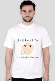 T-shirt męski biały - S*urwy*yn z zamiłowania - Nadruk ciemny