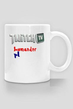 Kubek Biały - Kubek z Twitch`a KomanderPL