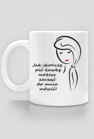 dziewczyna z kawką-KUBEK BIAŁY