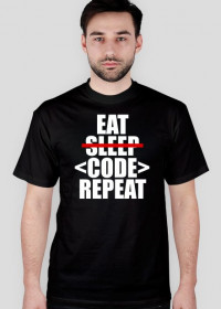 Eat, sleep, code, repeat! Wersja czarna