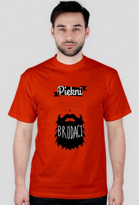 Piękny młody brodaty t-shirt