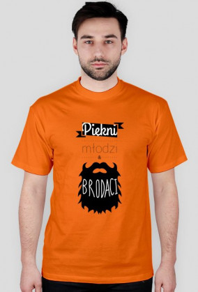 Piękny młody brodaty t-shirt