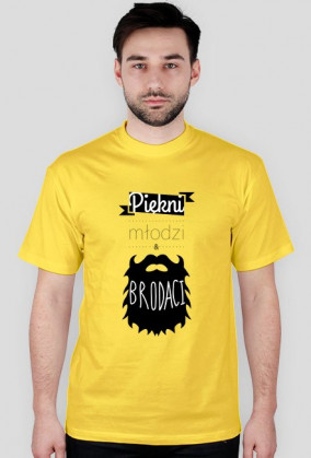 Piękny młody brodaty t-shirt