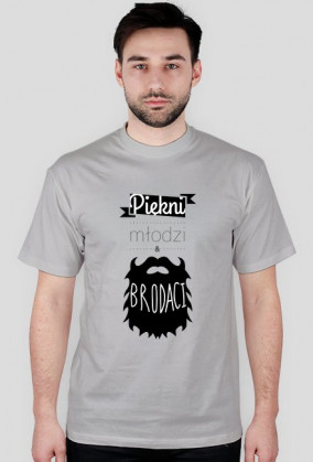 Piękny młody brodaty t-shirt