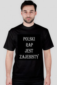 Czarna koszulka męska "POLSKI RAP JEST ZAJEBISTY"-(P.R.J.Z.)