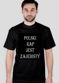 Czarna koszulka męska "POLSKI RAP JEST ZAJEBISTY"-(P.R.J.Z.)