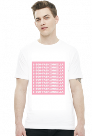 1-800-FASHIONKILLA white t-shirt