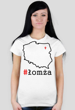 Koszulka damska biała #łomża_mapa