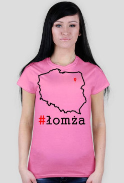 Koszulka damska różowa #łomża_mapa