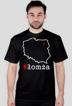 Koszulka męska czarna #łomża_mapa