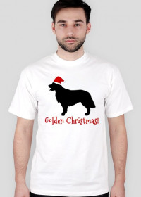 Męska świąteczna koszulka - biała - Golden Retriever