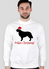 Męska świąteczna bluza - biała - Golden Retriever