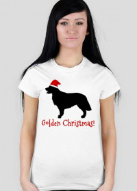 Damska świąteczna koszulka - biała - Golden Retriever