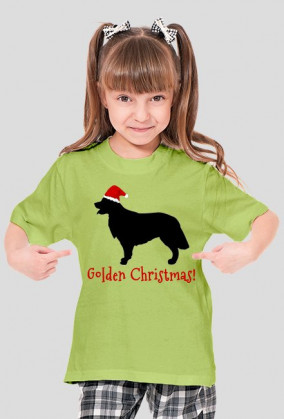 Dziewczęca świąteczna koszulka - Golden Retriever
