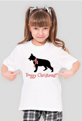 Dziewczęca świąteczna koszulka - Owczarek Niemiecki