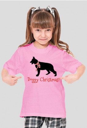 Dziewczęca świąteczna koszulka - Owczarek Niemiecki
