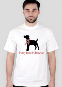 Męska świąteczna koszulka - biała - Russell Terrier