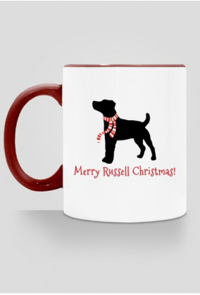 Świąteczny kubek z czerwonym uchem - Russell Terrier