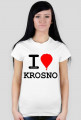 Koszulka I love Krosno - balon, jasna, damska