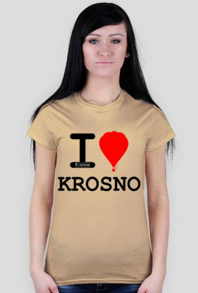 Koszulka I love Krosno - balon, jasna, damska