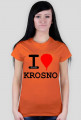 Koszulka I love Krosno - balon, jasna, damska