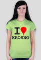 Koszulka I love Krosno - balon, jasna, damska